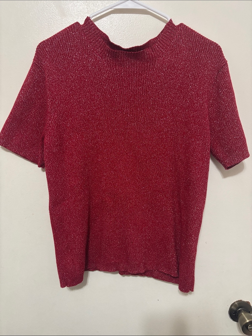 Liz Claiborne sparkle Red Short-Sleeve Knit Top